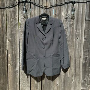 Emporio Armani Women's Black and Grey Single Breasted Wool Blazer Jacket size 10
